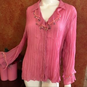 Piano vintage ruffle button down top